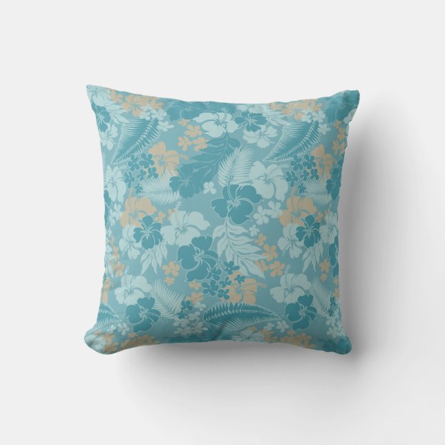 Kona Bay Hawaiian Hibiscus Throw Pillow (Front)