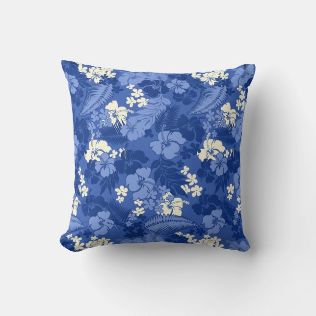 Kona Bay Hawaiian Hibiscus Throw Pillow (Front)
