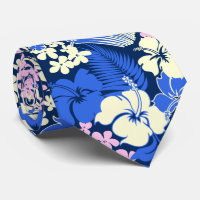 Kona Bay Hawaiian Hibiscus Two-sided Printed Neck Tie