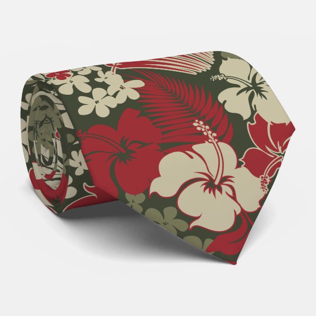 Kona Bay Hawaiian Hibiscus Two-sided Printed Tie (Rolled)