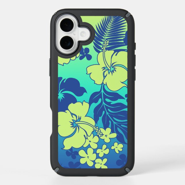 Kona Blend Hawaiian Hibiscus Blend Turq Speck iPhone Case (Front)