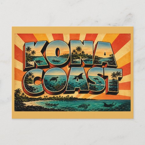Kona Coast Hawaii White Sand Lava Shore Art Postcard