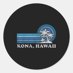 Kona Hawaii Beach Vintage Family Summer Vacation Classic Round Sticker