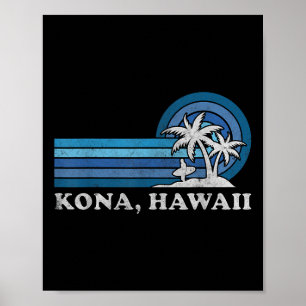 Kona Hawaii Beach Vintage Family Summer Vacation  Poster
