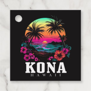 Kona Hawaii Hawaiian Hibiscus Flowers Surfer Favor Tags