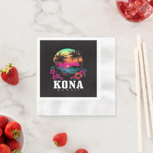Kona Hawaii Hawaiian Hibiscus Flowers Surfer Napkins