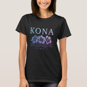 Kona Hawaii Hawaiian Hibiscus Flowers Surfer Souve T-Shirt