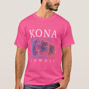 Kona Hawaii Hawaiian Hibiscus Flowers Surfer Souve T-Shirt