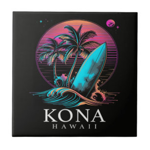Kona Hawaii Hawaiian Surf Board Vintage Ceramic Tile