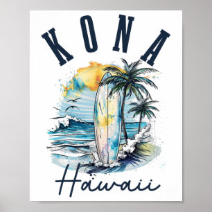 Kona Hawaii Hawaiian Surf Vintage Surfer Surfer _1 Poster