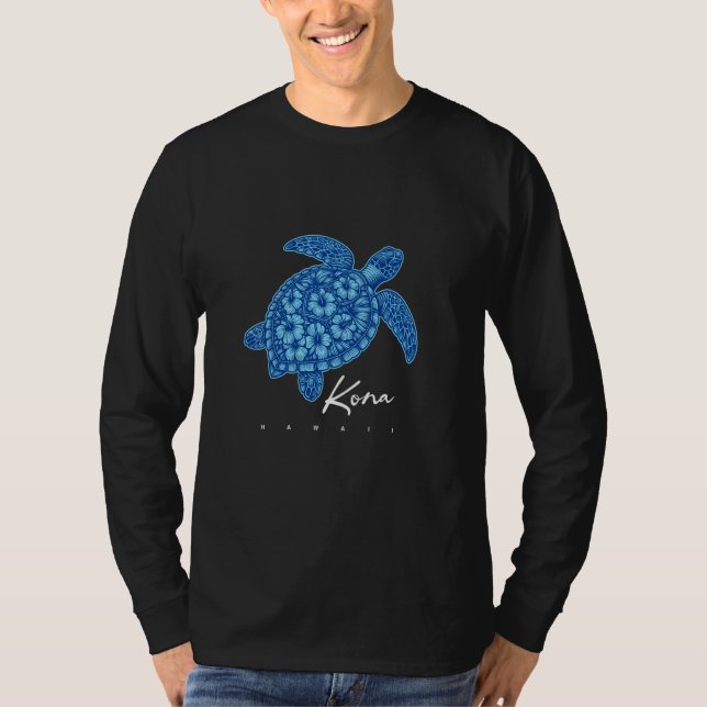 Kona Hawaii Ocean Turtle Hibiscus Scuba Diving Sou T-Shirt (Front)