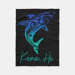 Kona Hawaii Shark Diving Fishing Surfing Surfer Ha Fleece Blanket