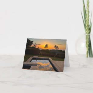 Kona Hawaii Sunset Mauna Kea Palm Tree Greeting  Letterpress Thank You Card