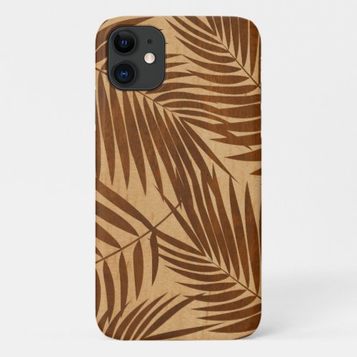 Kona Palms Hawaiian Leaf Faux Wood iPhone 11 Case