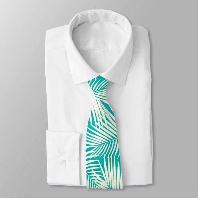 Kona Palms Hawaiian Leaf Neck Tie (Tied)