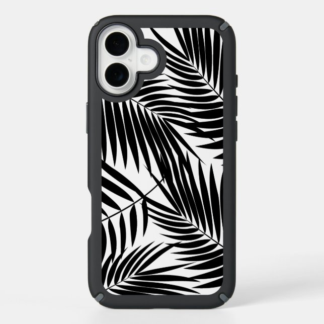 Kona Palms Hawaiian Leaf Tropical - Black Speck iPhone Case (Front)