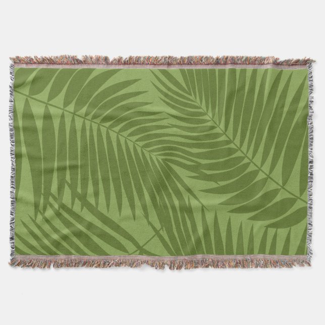 Kona Palms Hawaiian Leaf Tropical Throw Blanket (Front)