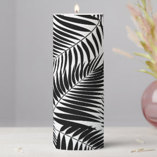 Kona Palms Hawaiian Tropical Leaf Black Pillar Candle