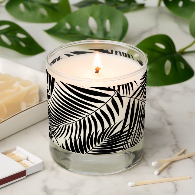 Kona Palms Hawaiian Tropical Leaf Black Scented Candle (Lit)