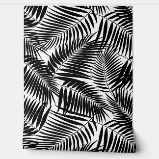 Kona Palms Hawaiian Tropical Leaf - Black Wallpaper