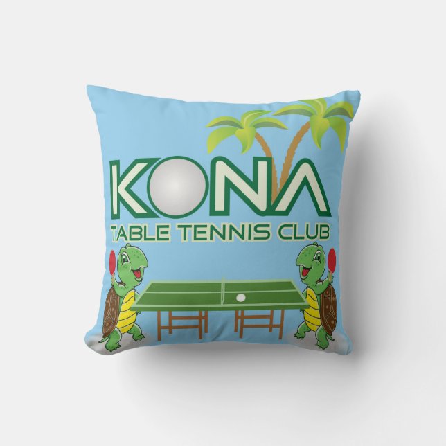 Kona Table Tennis Club Throw Pillow (Front)