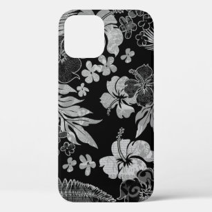 Kona Times Hibiscus Hawaiian Engineered Black Gray iPhone 12 Pro Case