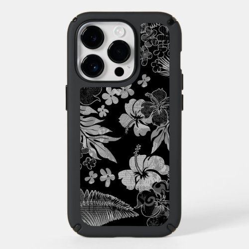 Kona Times Hibiscus Hawaiian Engineered Black Speck iPhone 14 Pro Case
