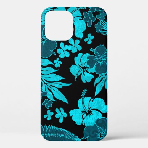 Kona Times Hibiscus Hawaiian Engineered Black Teal iPhone 12 Pro Case