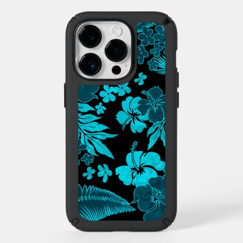 Kona Times Hibiscus Hawaiian Engineered Teal Speck iPhone 14 Pro Case