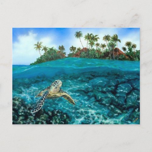 Kona Village Turtle Postcard