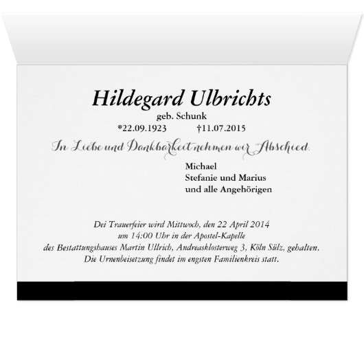 Kondolenzkarte (Inside Horizontal (Bottom))