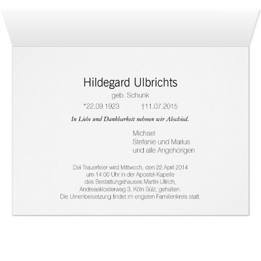 Kondolenzkarte schwarze Rose (Inside Horizontal (Bottom))