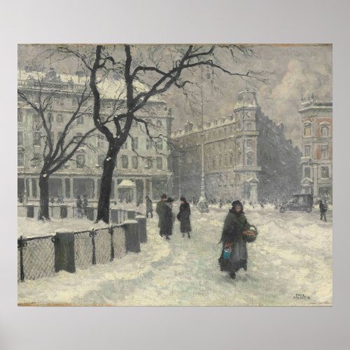 Kongens Nytorv Copenhagen In Winter Paul Fischer  Poster