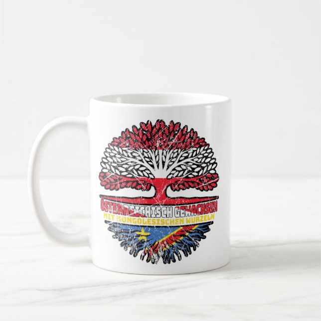 Kongo Kongolesisch Österreichisch Österreich Baum Coffee Mug (Left)