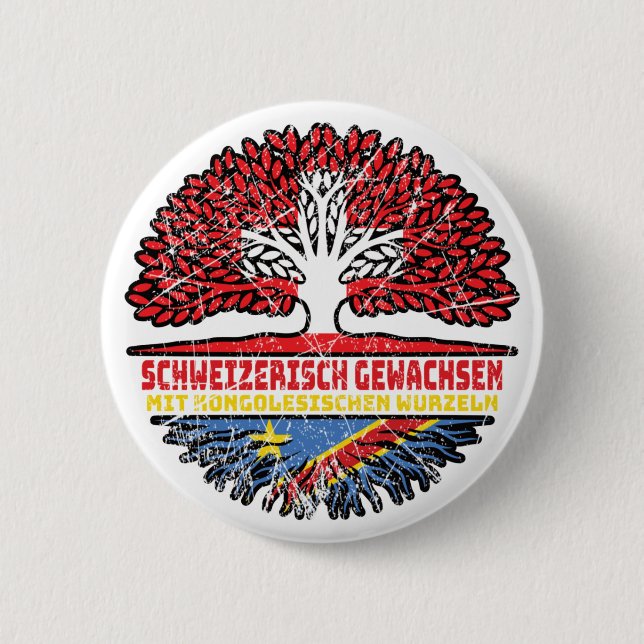 Kongo Kongolesisch Schweizer Schweiz Baum Wurzel Button (Front)