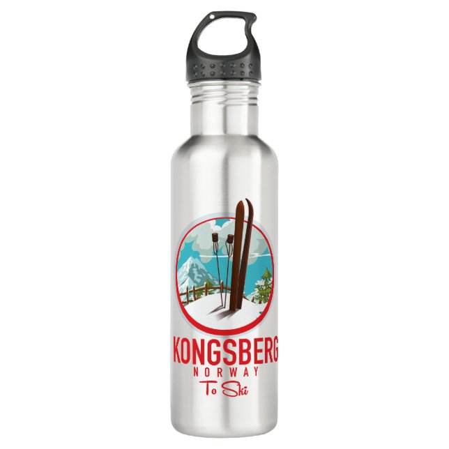 Kongsberg Norway Ski logo Stainless Steel Water Bottle (Front)