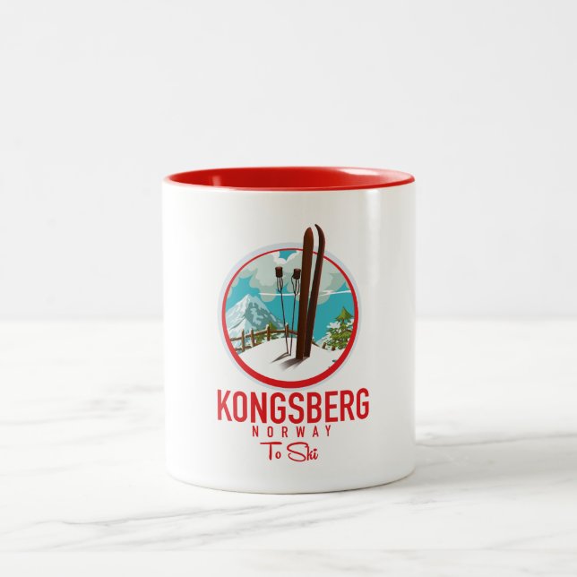 Kongsberg Norway Ski logo Two-Tone Coffee Mug (Center)