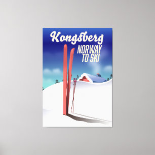 Kongsberg norway ski travel poster. canvas print