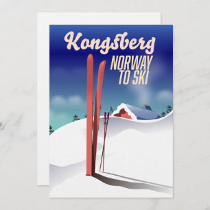 Kongsberg norway ski travel poster. invitation