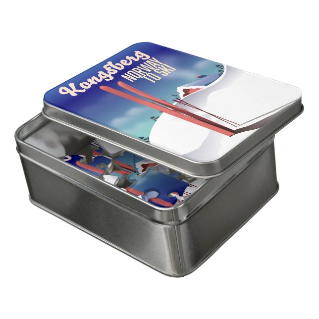 Kongsberg norway ski travel poster. jigsaw puzzle (Lid Open)