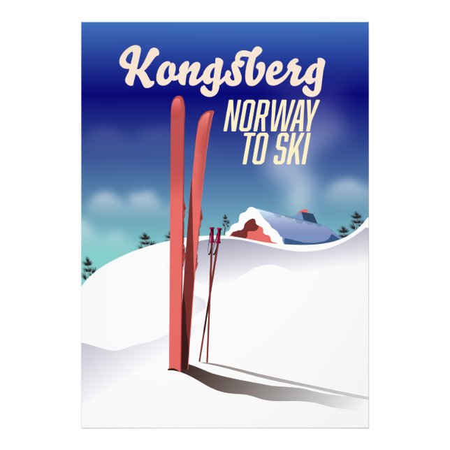 Kongsberg norway ski travel poster. photo print (Front)