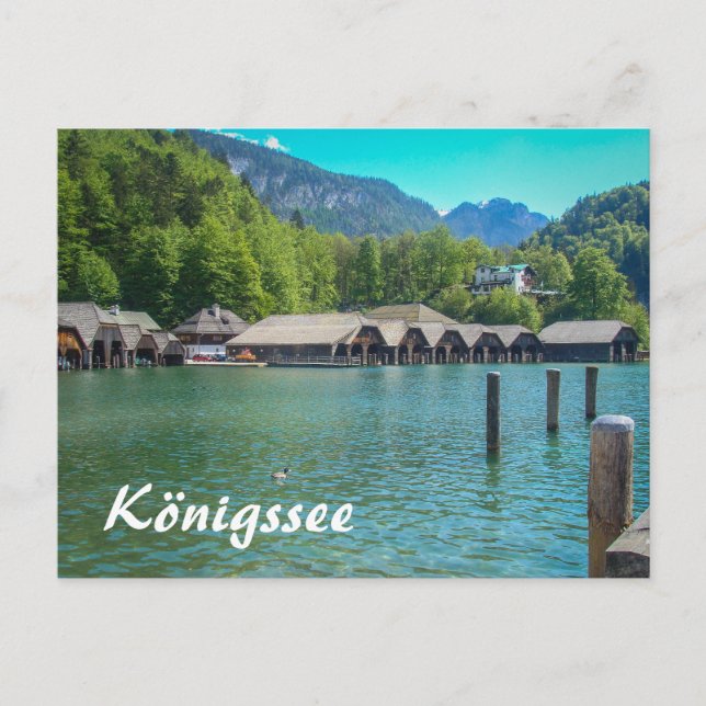 Königssee in Bavaria in Germany Old Boathouses Postcard (Front)