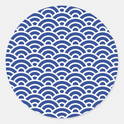 KONJYO 202 Seigaiha Waves _ Energetic Ver  Classic Round Sticker