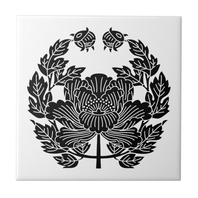 Konoe Peony 18th century v e r.2 Ceramic Tile (Front)