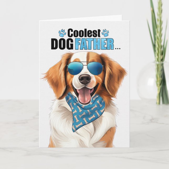 Kooikerhondje Dog Coolest Dad Ever Father's Day Holiday Card (Front)