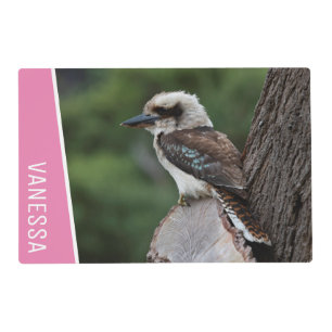 Kookaburra Australia Bird in a Tree Pink Placemat