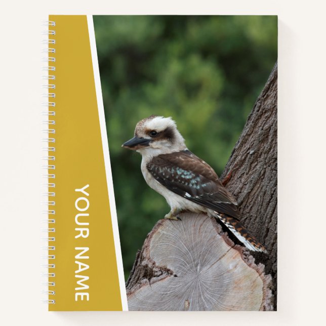 Kookaburra Australia Laughing Bird, Gold Notebook (Front)