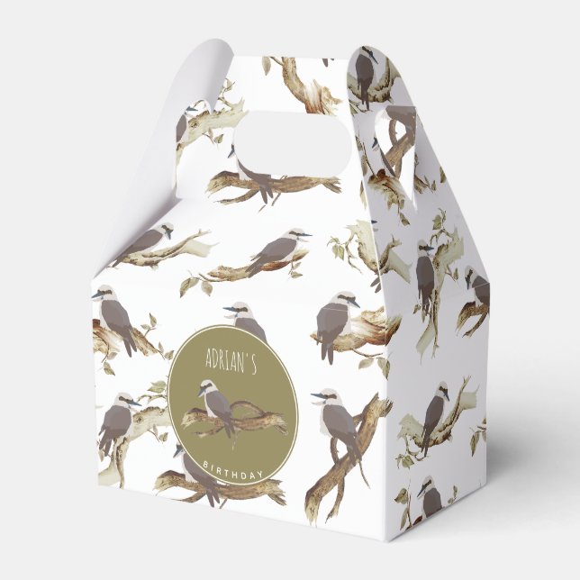 Kookaburra Australian Bird Eucalyptus Birthday Favor Boxes (Front Side)