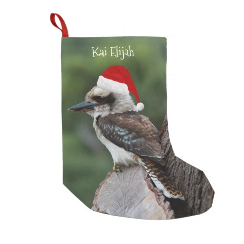 Kookaburra Bird Animal Red Santa Hat Christmas Small Christmas Stocking