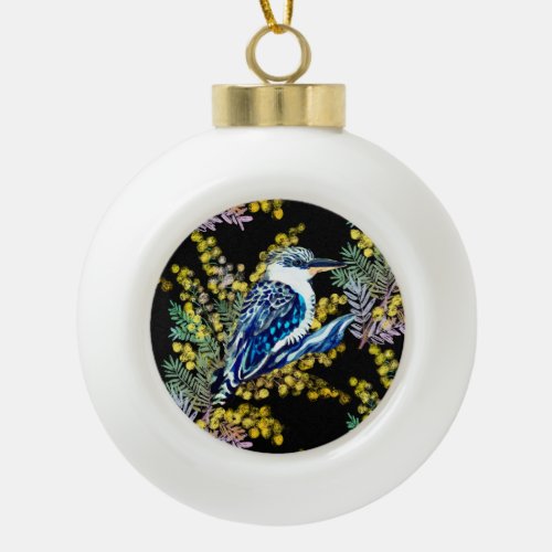 Kookaburra Ceramic Ball Christmas Ornament